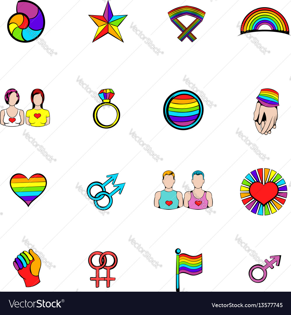 lgbt symbols icons set cartoon royalty free vector image