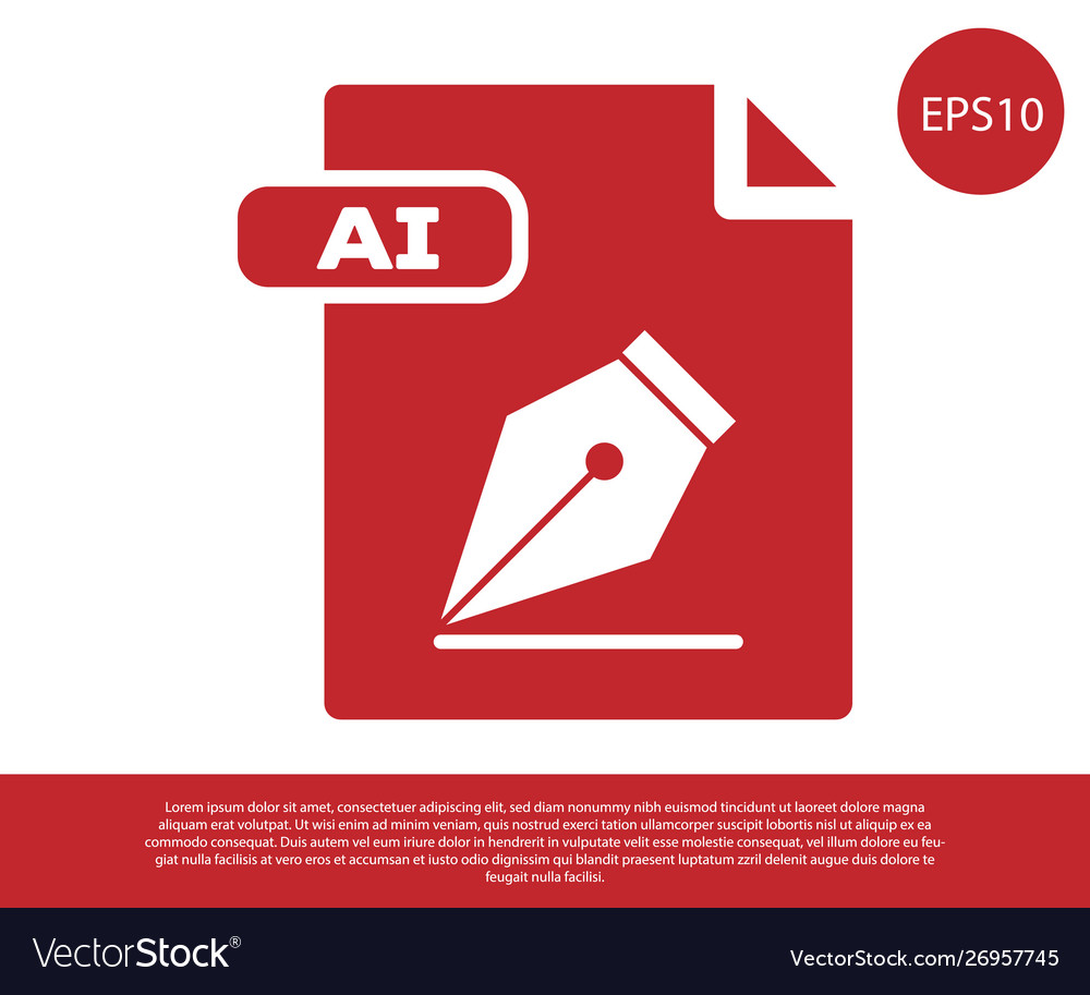 Red ai file document download button icon vector image Red ai file document download button icon