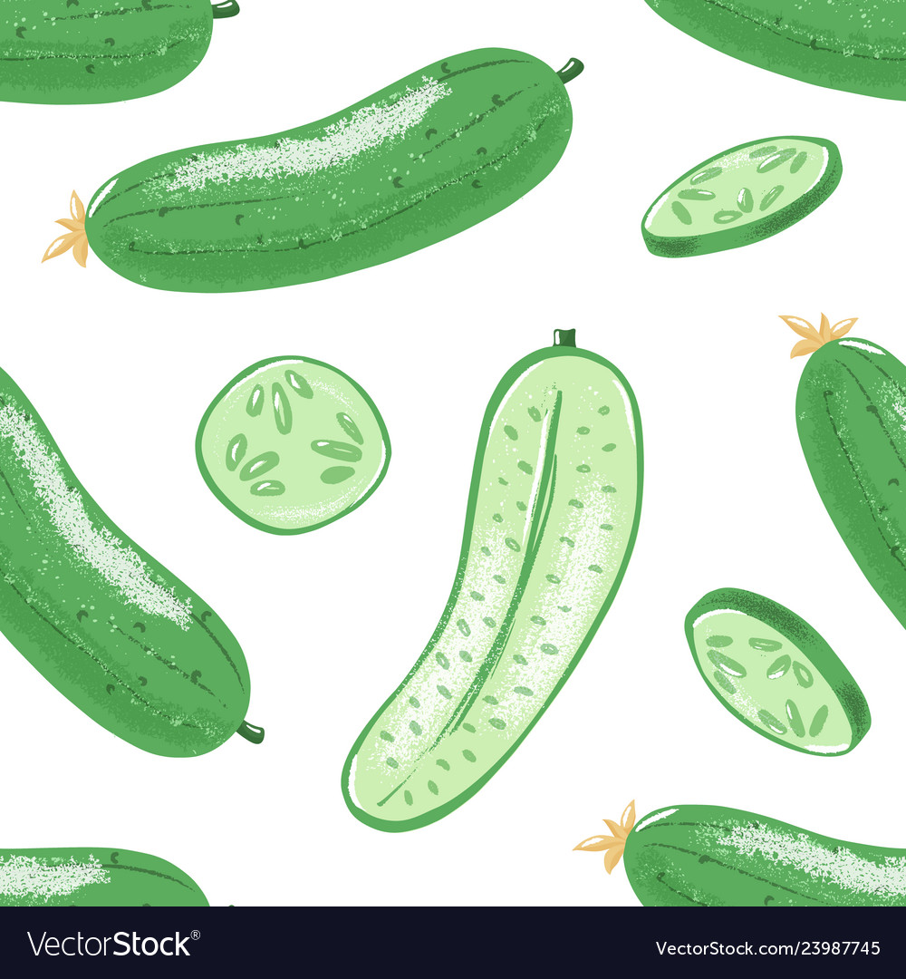 Seamless pattern with cucumber grunge effect vector image Seamless pattern with cucumber grunge effect