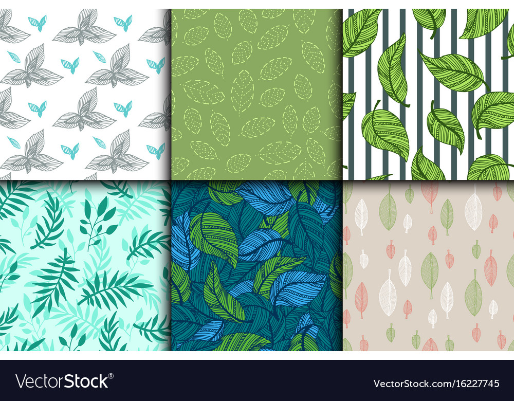 Seamless pattern with leaves hand drawn style