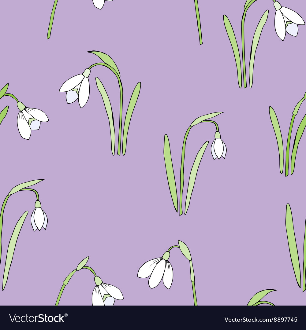 Seamless pattern with snowdrops