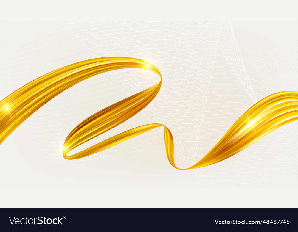 Shiny golden flowing line design element vector image Shiny golden flowing line design element