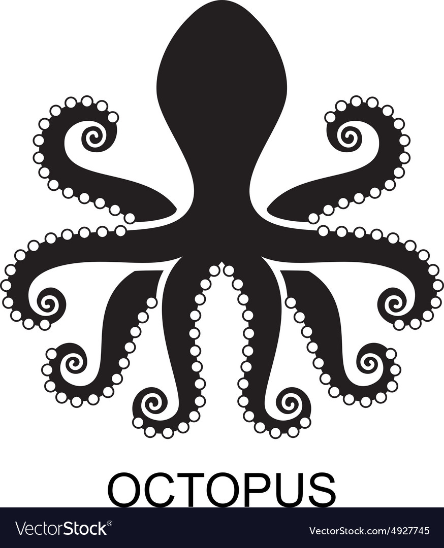 Silhouette of an octopus on light background