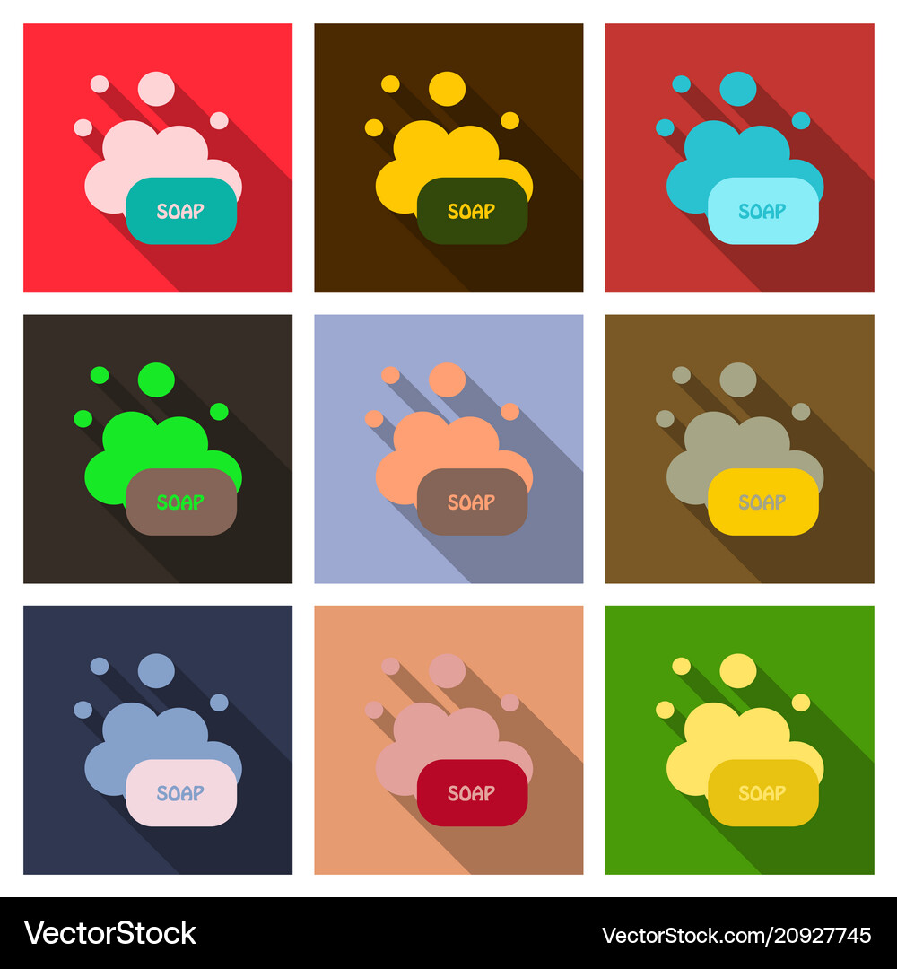 Soap flat icon soap bubbles with shadow Royalty Free Vector