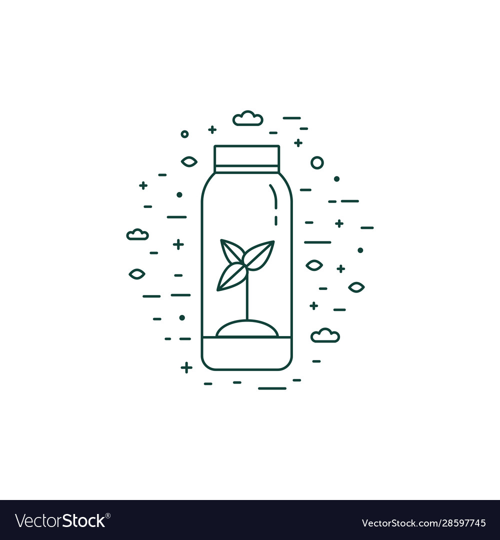 Sprout in bottle eco icon line art