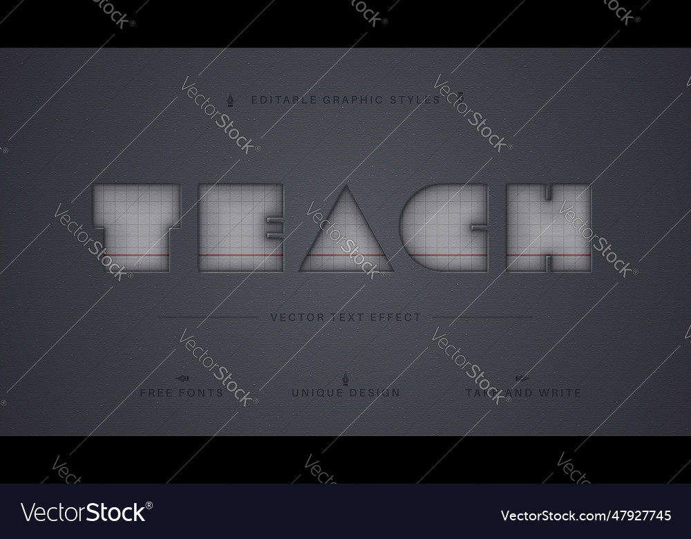 Teach slice - editable text effect font style