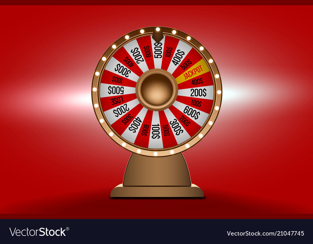 Wheel of fortune 3d object on red background