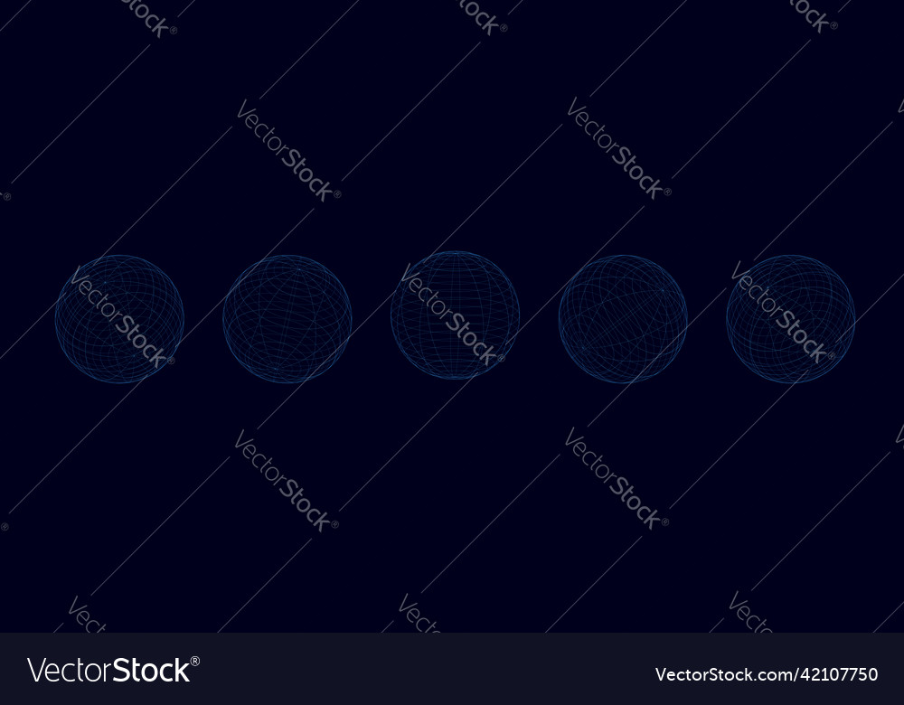 Abstract retro wireframe shapes set of 3d vector image Abstract retro wireframe shapes set of 3d