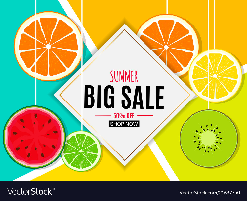 Abstract summer sale background with fresh fruits