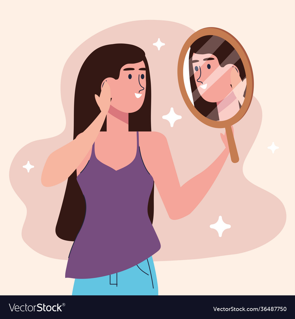 Beautiful sexy girl with mirror character Vector Image