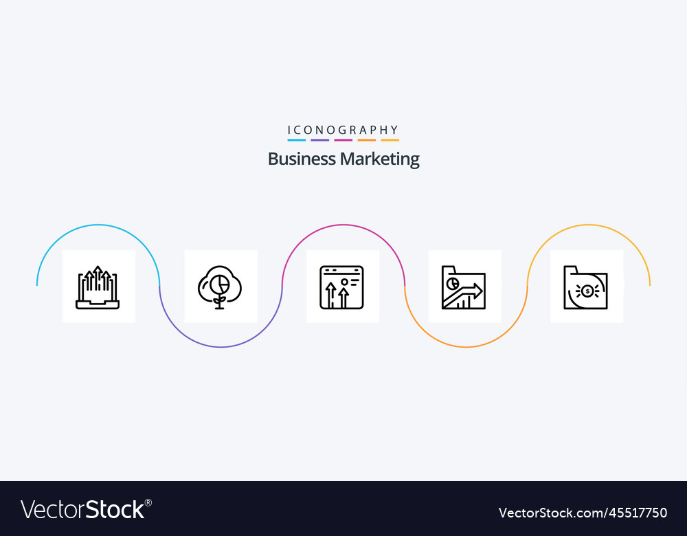 Business marketing line 5 icon pack including