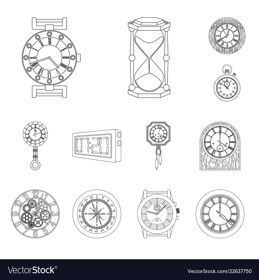 Clock and time logo set