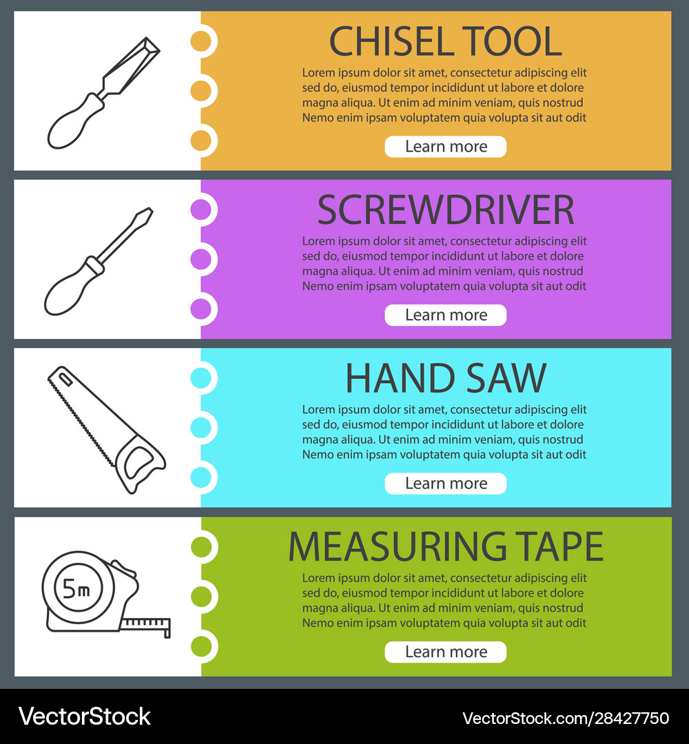 Construction Tools Web Banner Templates Set Vector Image