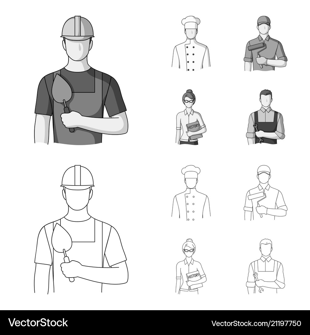 Cook painter teacher locksmith mechanic Royalty Free Vector