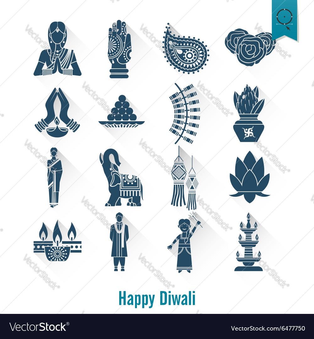 Diwali indian festival icons