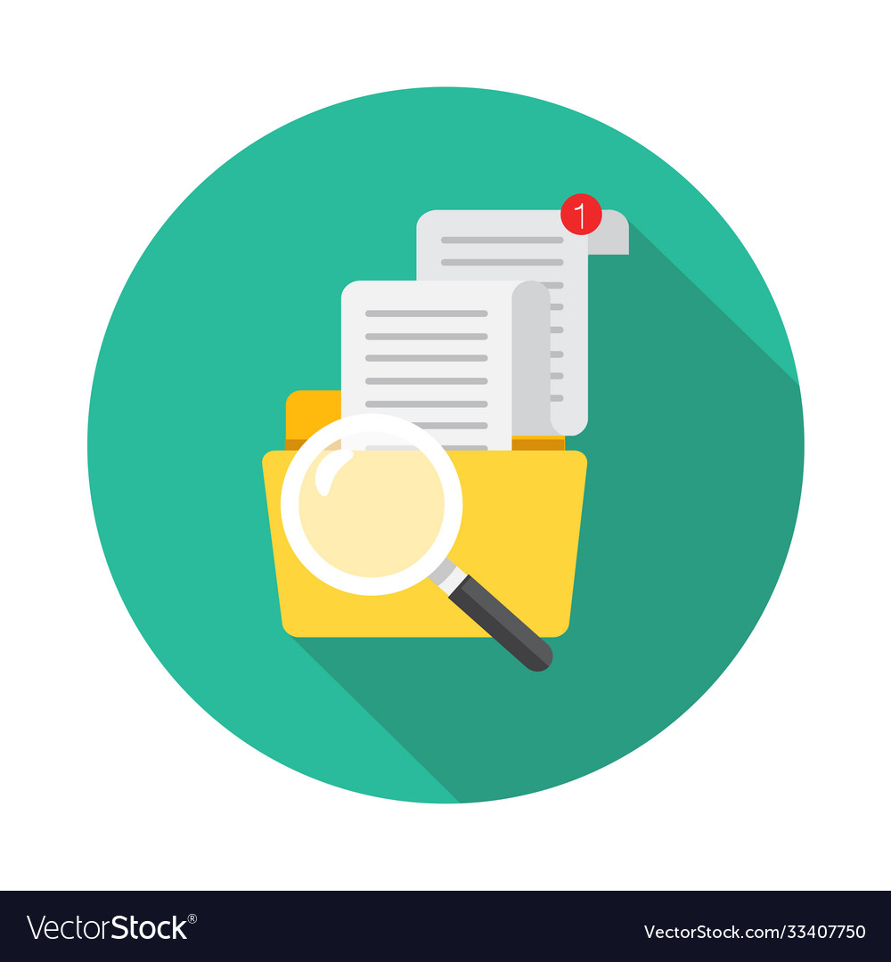 File folder directory and magnifying glass tick vector image File folder directory and magnifying glass tick
