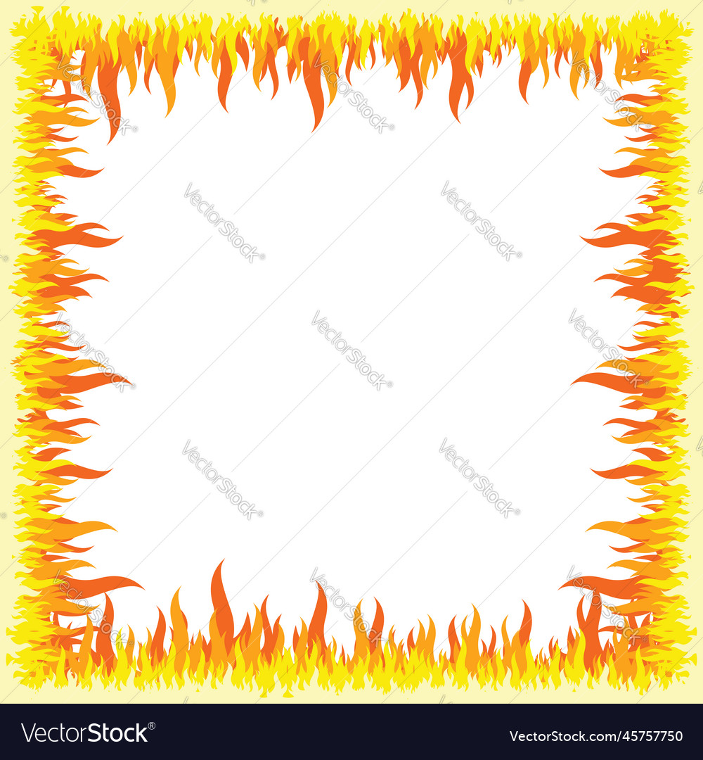 Flames effect boder frame with white background