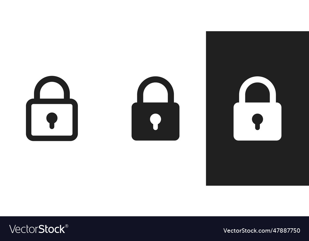 Flat simple lock padlock icon in 3 form background vector image Flat simple lock padlock icon in 3 form background
