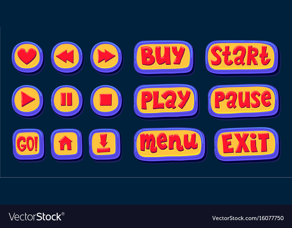 Hand drawn 3d web buttons for the player like