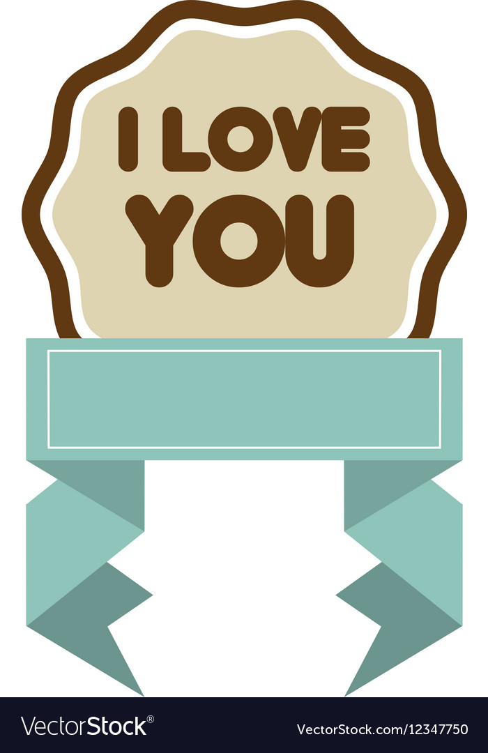 I love you decor blue ribbon label Royalty Free Vector Image