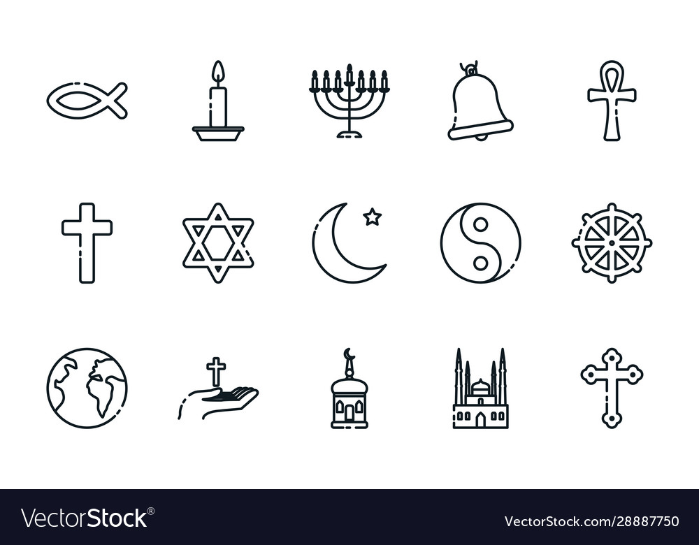 Icon set world religious symbols