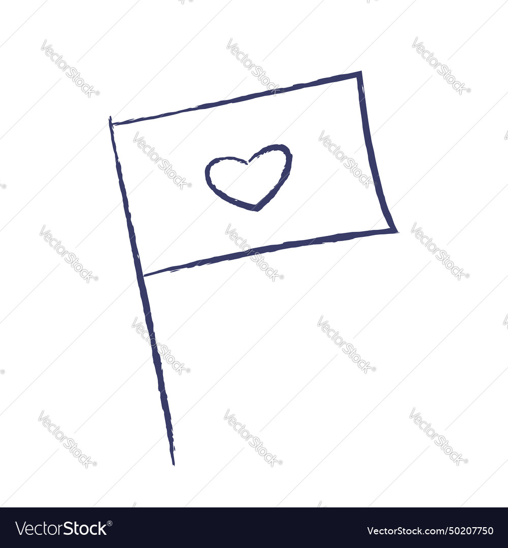 Isolated hand drawn flag with heart