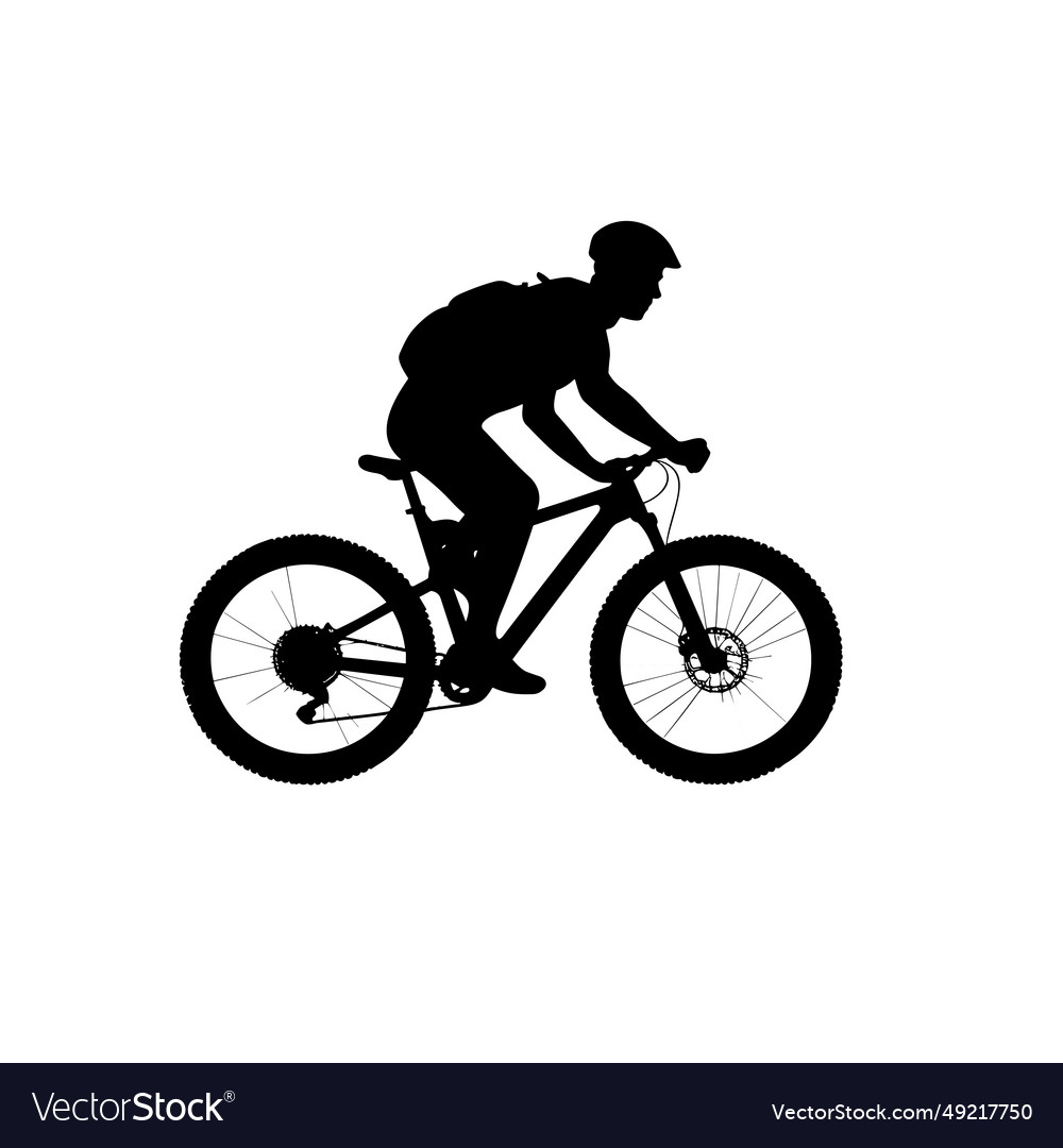 Mountain biker black icon on white background Vector Image