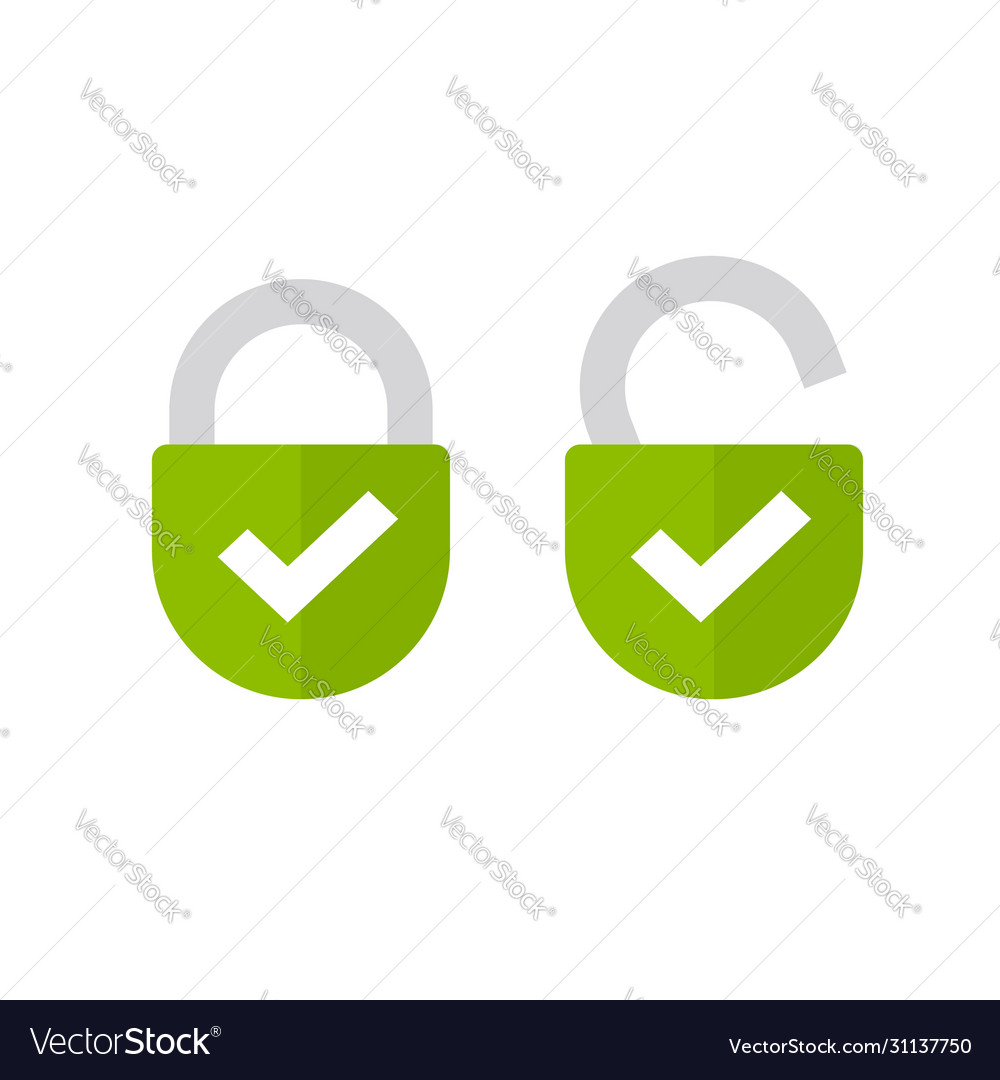 Padlock or lock icon open and closed flat Vector Image