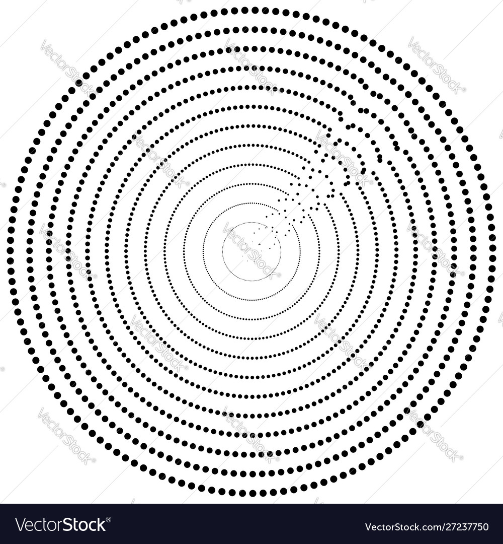 Radial element with random dots circles rings vector image Radial element with random dots circles rings