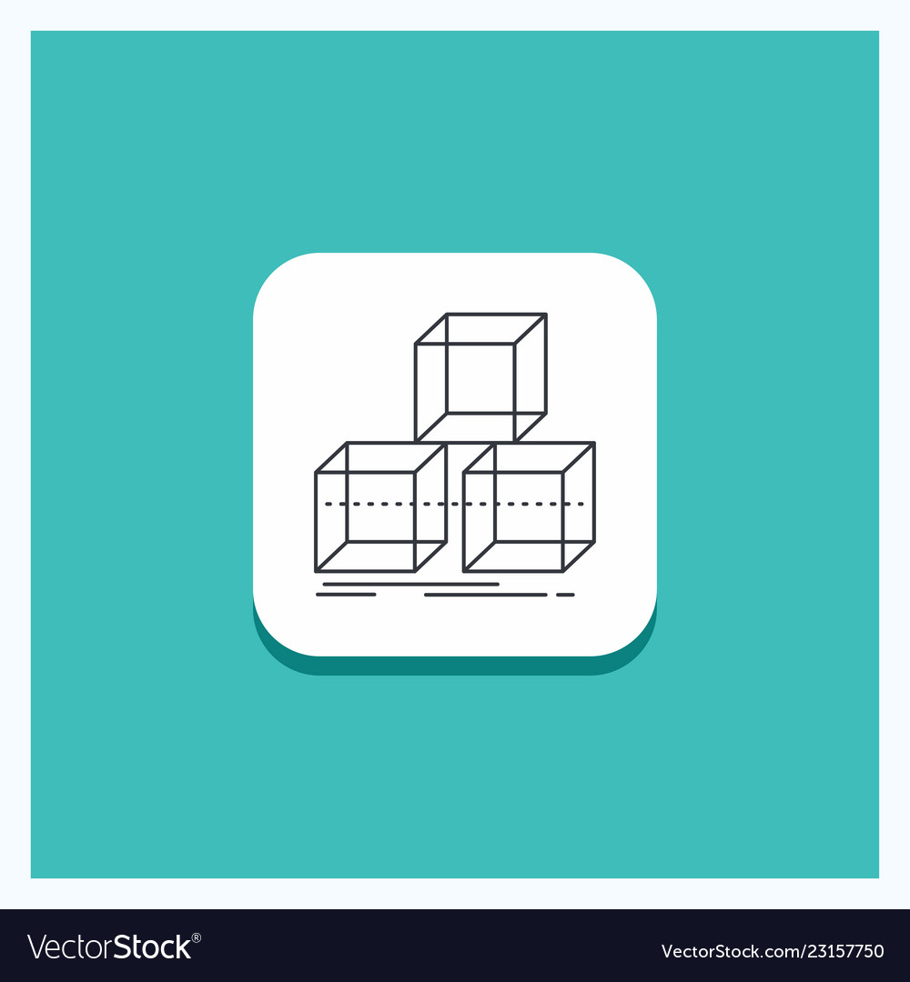 Round button for arrange design stack 3d box line vector image Round button for arrange design stack 3d box line