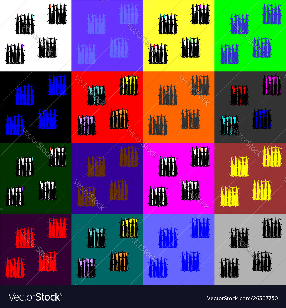 Seamless pattern five ammo in different colors