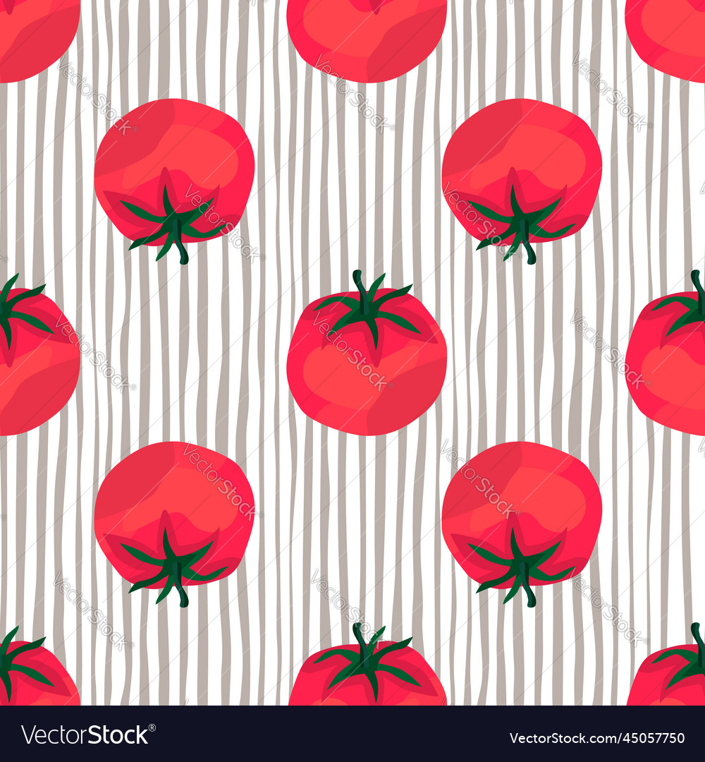 Seamless pattern with tomato organic vegetable