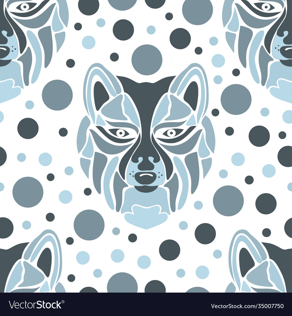 Seamless pattern with wolf image