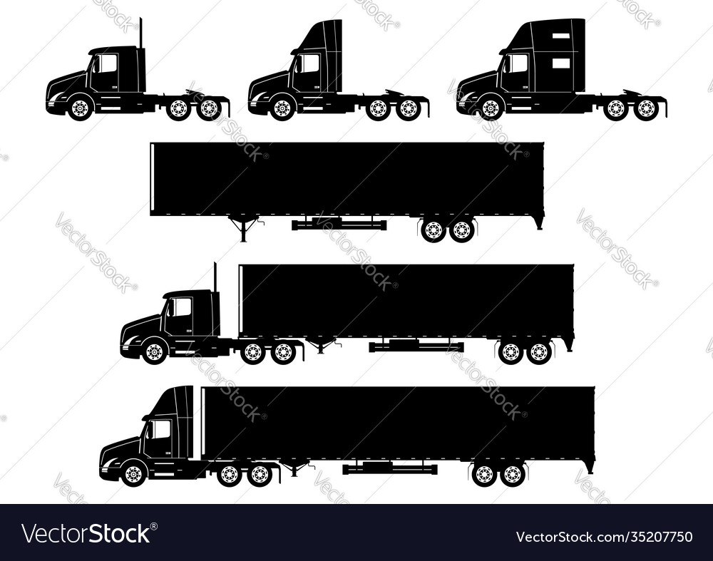 Semi Truck Silhouettes Royalty Free Vector Image