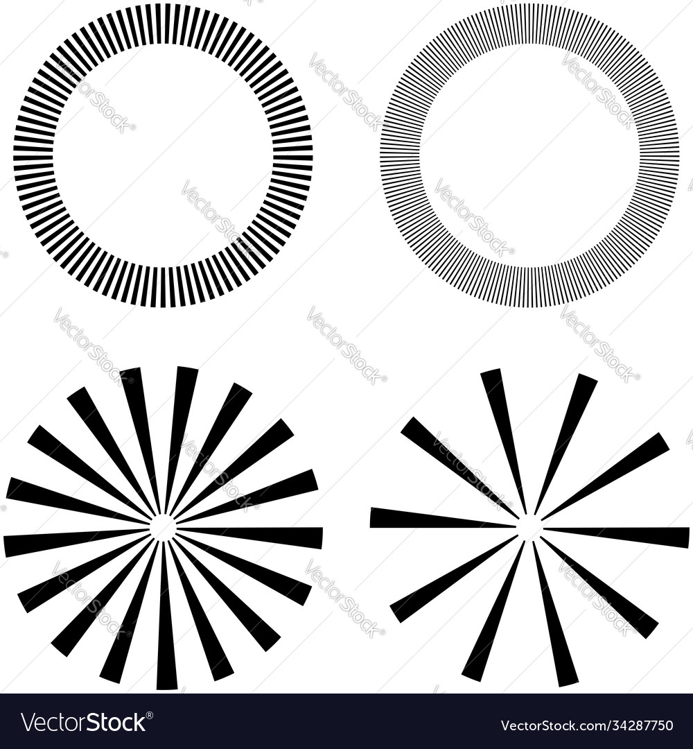 Set circular radial radiating lines beams rays vector image Set circular radial radiating lines beams rays