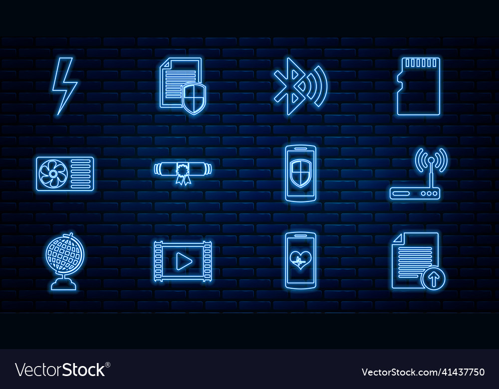 Set line upload file router and wi-fi bluetooth vector image Set line upload file router and wi-fi bluetooth