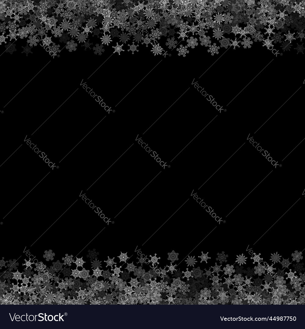 Snowfall with random snowflakes in the dark