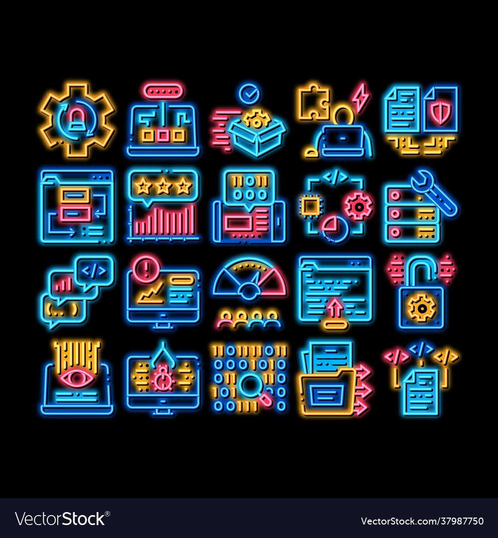 Software testing and analysis icons set vector image Software testing and analysis icons set