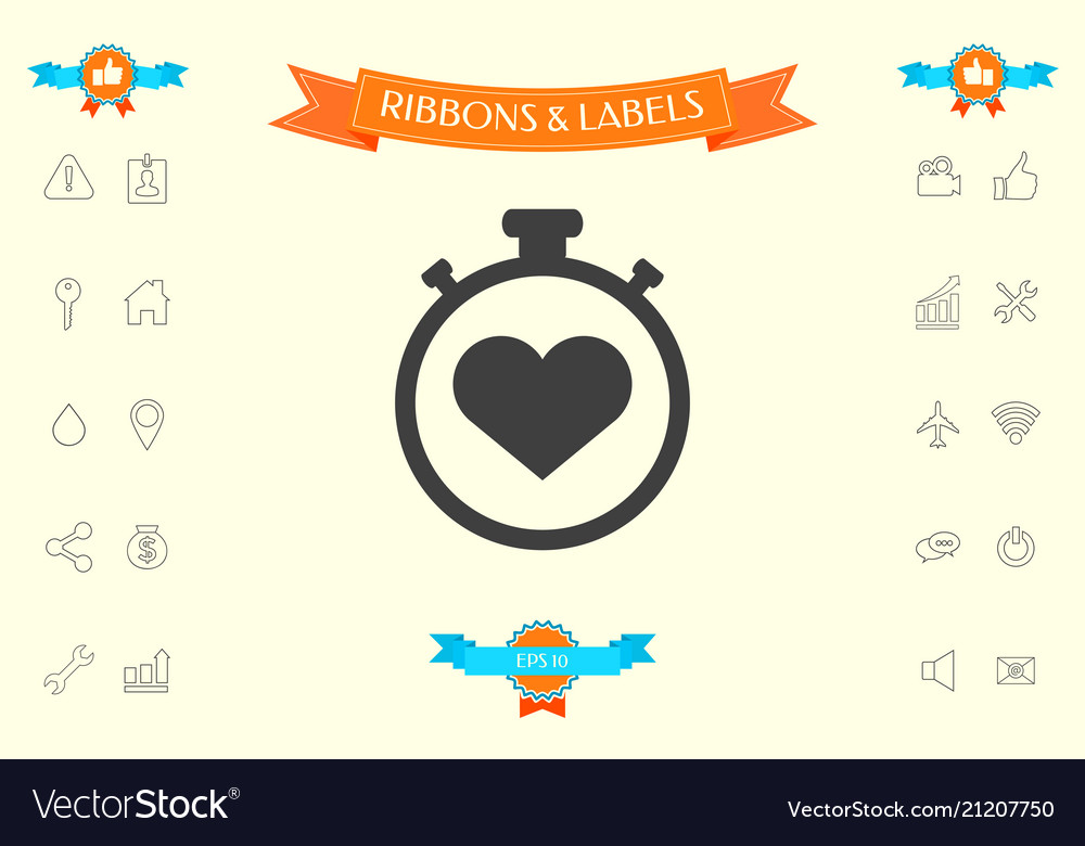 Stopwatch with heart symbol - icon timer