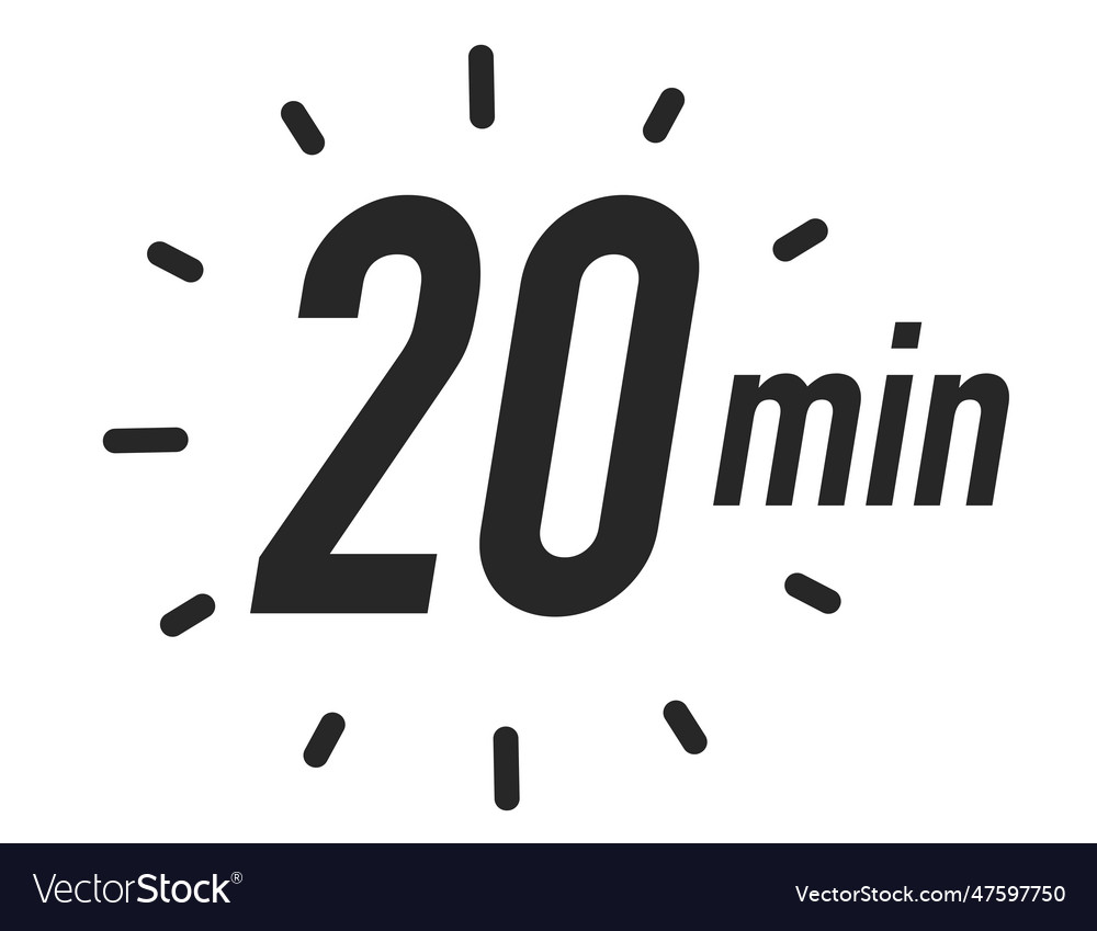 Timer icon 20 minutes black color vector image Timer icon 20 minutes black color