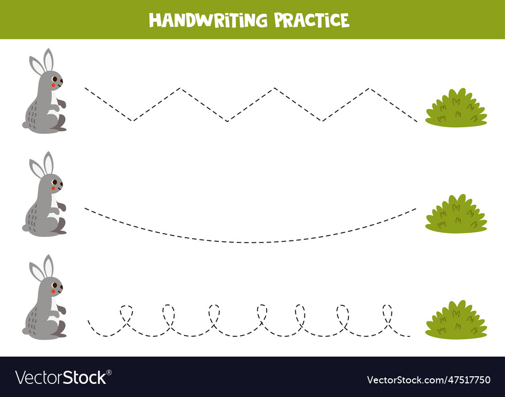 Tracing lines for kids cartoon hare and bush Vector Image