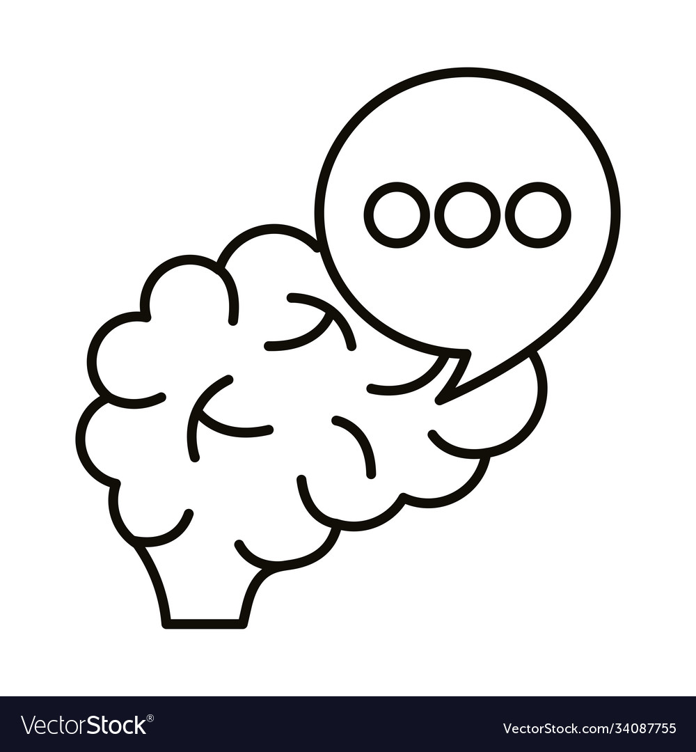 Brain human and speech bubble line style icon Vector Image