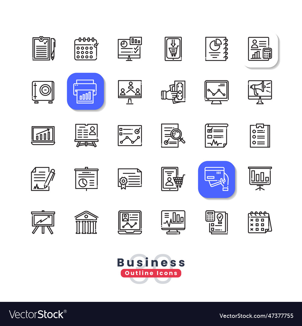 Business outline icons Royalty Free Vector Image