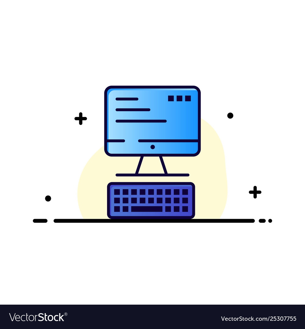 Computer keyboard monitor computing business flat vector image Computer keyboard monitor computing business flat
