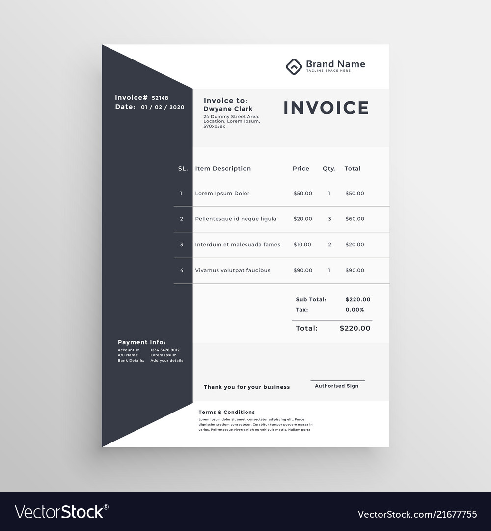 Elegant black and white invoice template