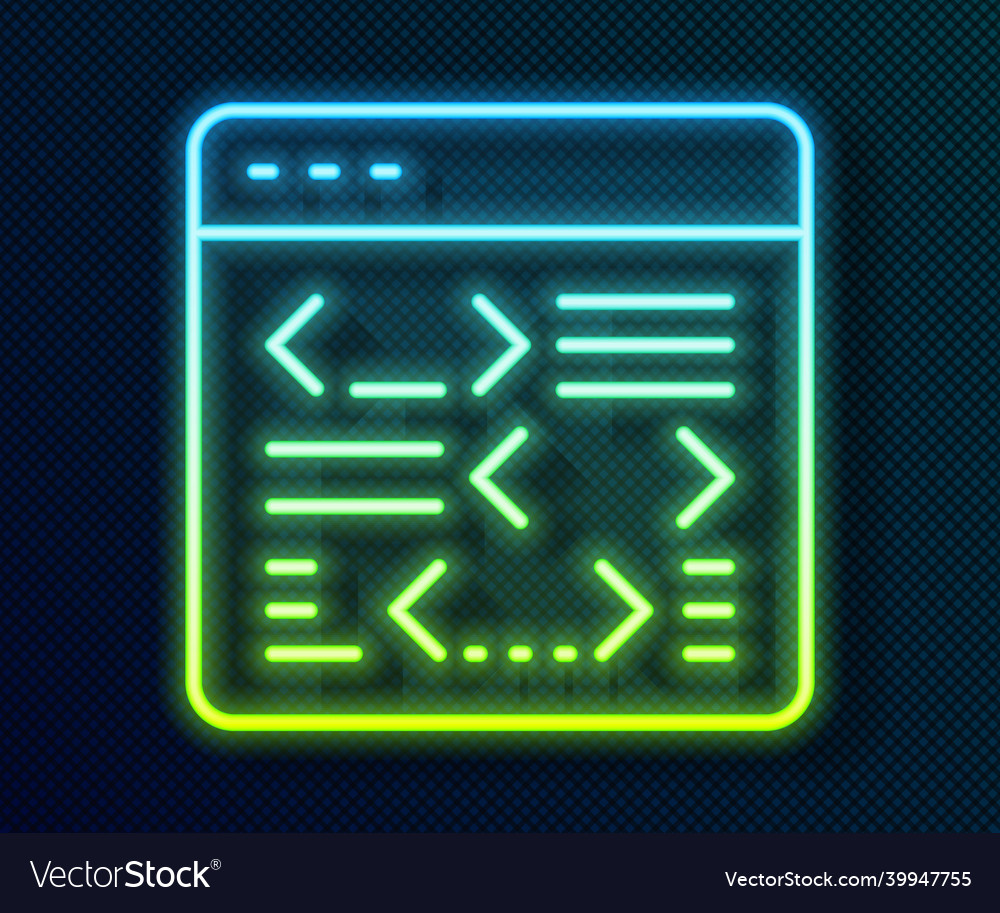 Glowing neon line software web developer Vector Image Glowing neon line software web developer