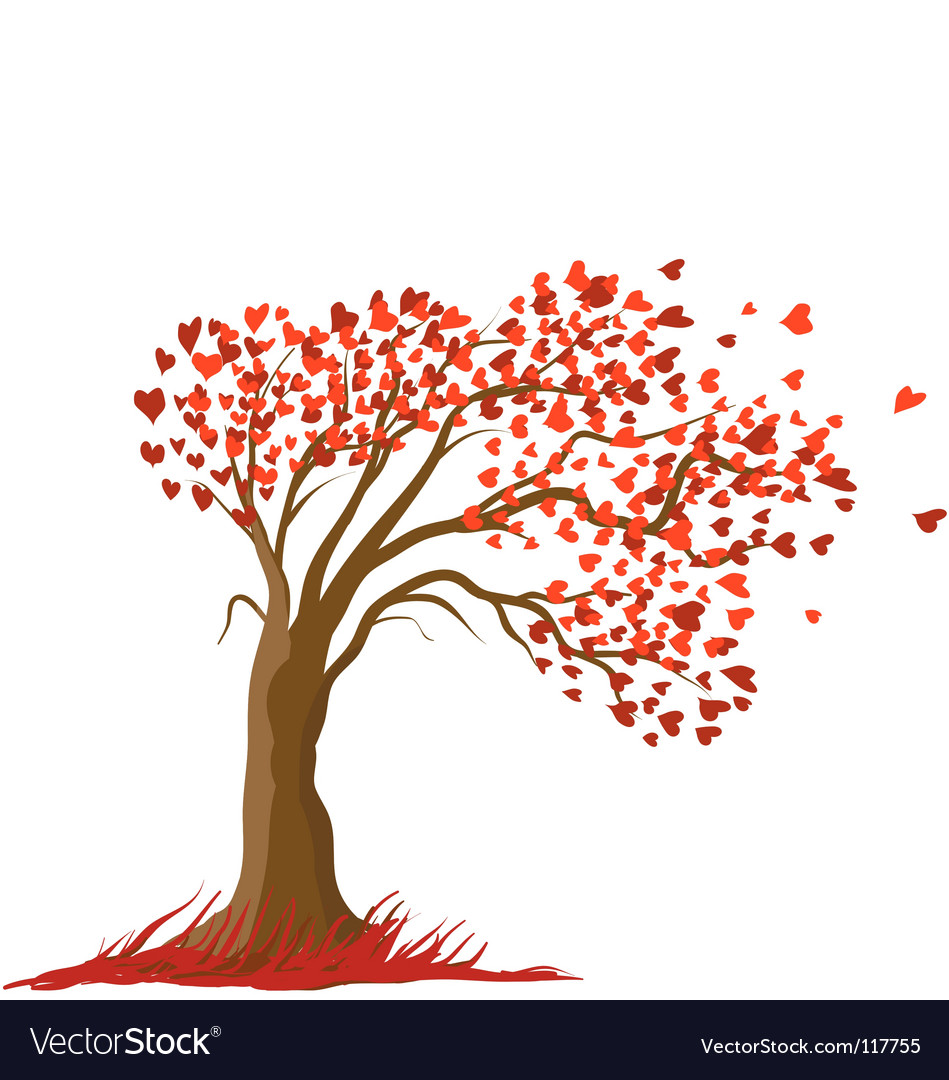 Beautiful love tree Royalty Free Vector Image - VectorStock