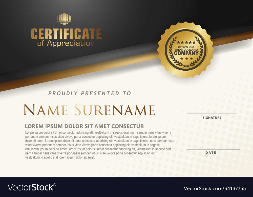 Modern certificate template with lines style vector image Modern certificate template with lines style
