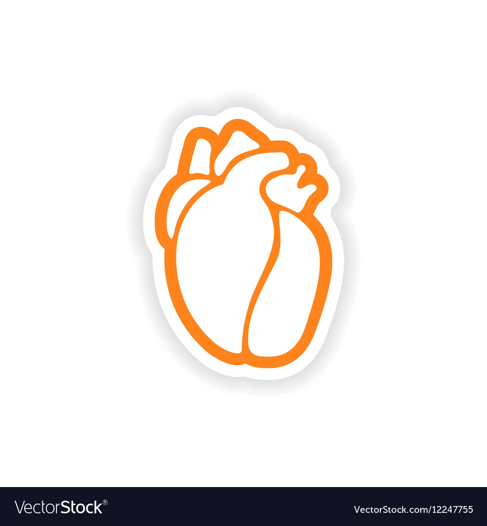 Paper sticker on white background human heart