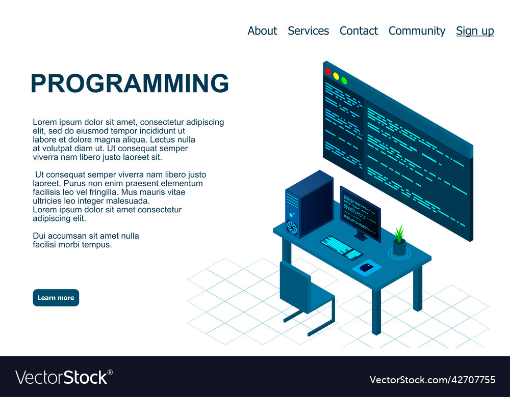 Programming or software development web page vector image Programming or software development web page
